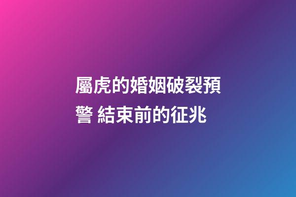 屬虎的婚姻破裂預警 結束前的征兆